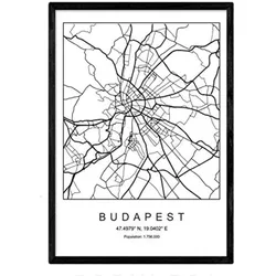POSTER Budapest Stadtkarte – Nordisch A4 Rahmenlos