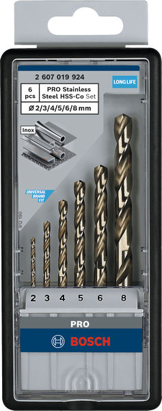 Bosch PRO Stainless Steel HSS-Co Spiralbohrer-Set, 6-tlg. 2607019924