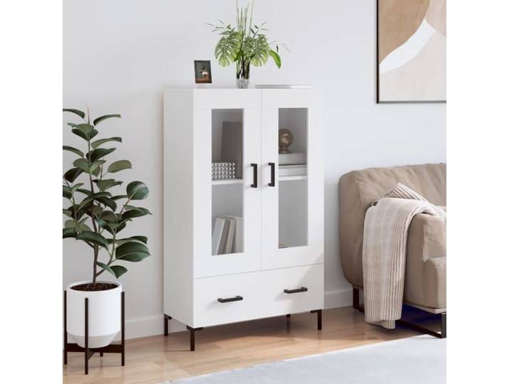 Blanc Armoire haut/Vitrine haut - armoire console meuble de rangement blanc 69 5 x 31 x 115cm - Bois d'ingénierie 2015113