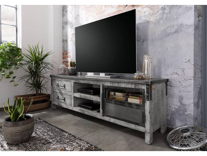TV-Board Mango 190x40x60 grau lackiert HEAVY INDUSTRY #134