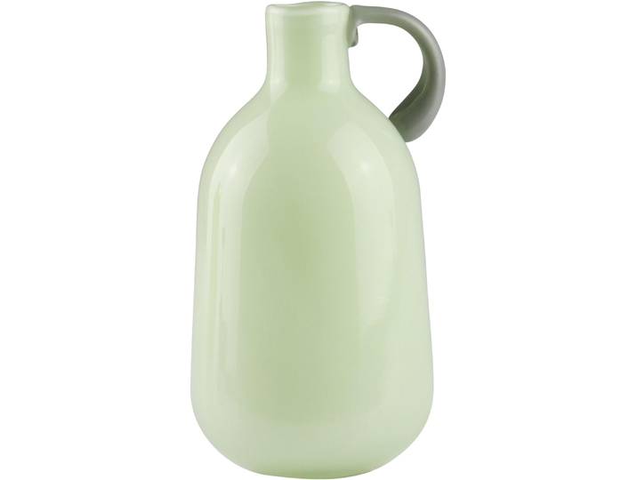 Dekovase AM DESIGN Grüne Glasvase mit grauem Griff , grün, B:9cm H:16,5cm, Glas, Vasen, Dekovase, für einen modernen Look