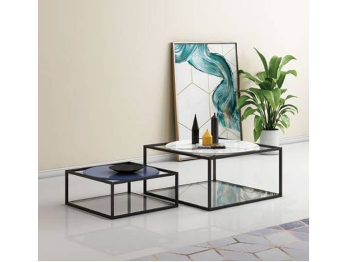 JVmoebel Couchtisch Design Beistelltische aus Glas und Edelstahl für modernes Wohnen (Set), Made in Europa