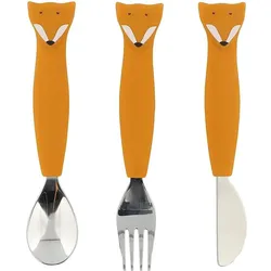 Trixie Baby, Kindergeschirr + Kinderbesteck, Kinderbesteck mit Silikongriff Fuchs