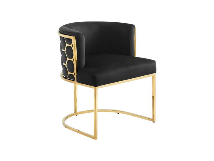 Design Stuhl „Elegancia“ mit Armlehnen Samt Edelstahl Gold/Schwarz Invicta Interiors