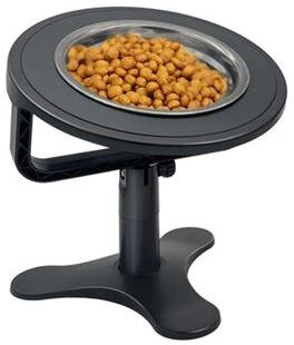 United ComfortLift Adjustable Elevated Pet Bowl Stand With Anti Tip Base & Stainless Steel Bowl black
