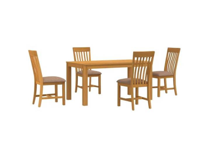 PUGYNBK 5-teiliges Esstisch-Set, Grau, massive Eiche Minimalistisches Design, stabile Beine, gepolsterte Sitze, einfache Montage, feuchtes Tuch