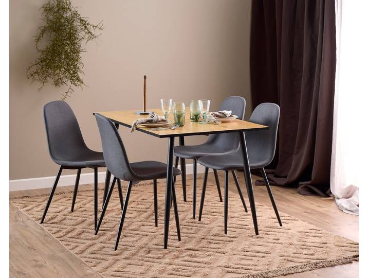 freiraum Essgruppe Wilma, (5-teilig) Stühle dunkelgrau, Tisch Wildeiche - 120x75x80 (BxHxT)