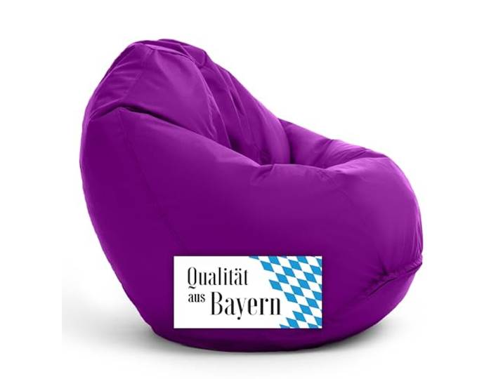 Bruni Bean Bag Classico M in Violett - Sitzsack Outdoor und Indoor mit Innensack zum Zocken & Lesen, Abnehmbarer Bezug, lebensmittelechte EPS-Perlen als Bean-Bag-Füllung, aus Deutschland