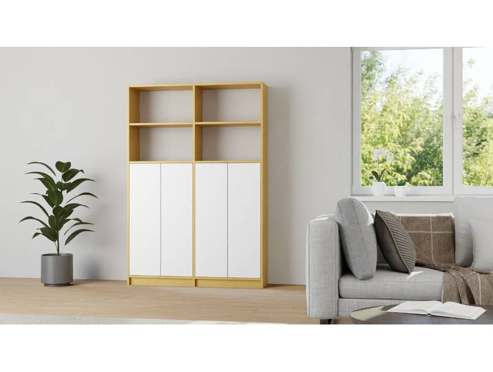 Schlichter Wohnzimmerschrank Echtholz Furnier Eiche geölt