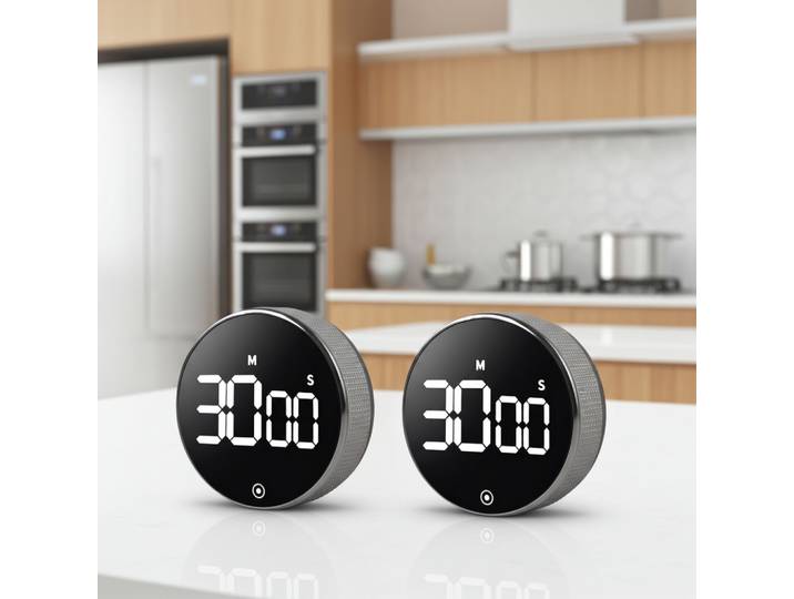 2er-Set Digitaler Küchen-Timer mit Drehrad, LCD-Display, Magnethalter & Alarm