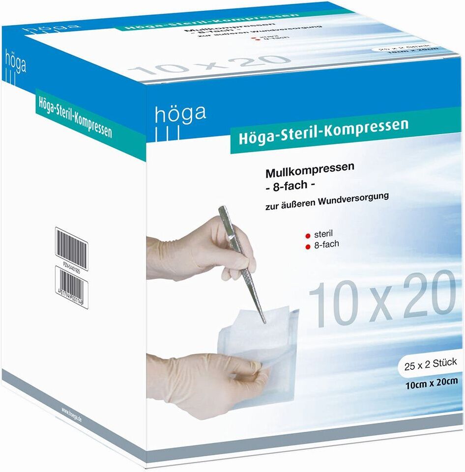 Höga-Kompressen 10x20 cm steril 8fach 25x2 St Kompressen