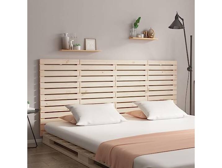 Holzbett Kopfteil aus massivem Kiefernholz, 206x3x91,5 cm, für die Wandmontage, bietet hervorragende Rückenstütze beim Lesen oder Fernsehen.