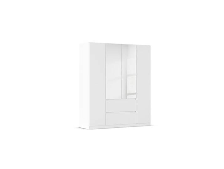 Rauch Möbel Mainz, Kleiderschrank, Farbe Weiß, Breite 181 cm Schrank, Kinderkleiderschrank, 4-türig, mit Spiegel, Push-to-open, für Schlafzimmer, Kinderzimmer, Babyzimmer, Garderobe