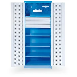 GÜDE Metall-Werkstatt-Werkzeugschrank, 4 Regalböden, 3 Schubladen, geschweißt, Tragfähigkeit 60 kg, 780 x 580 x 1920 mm