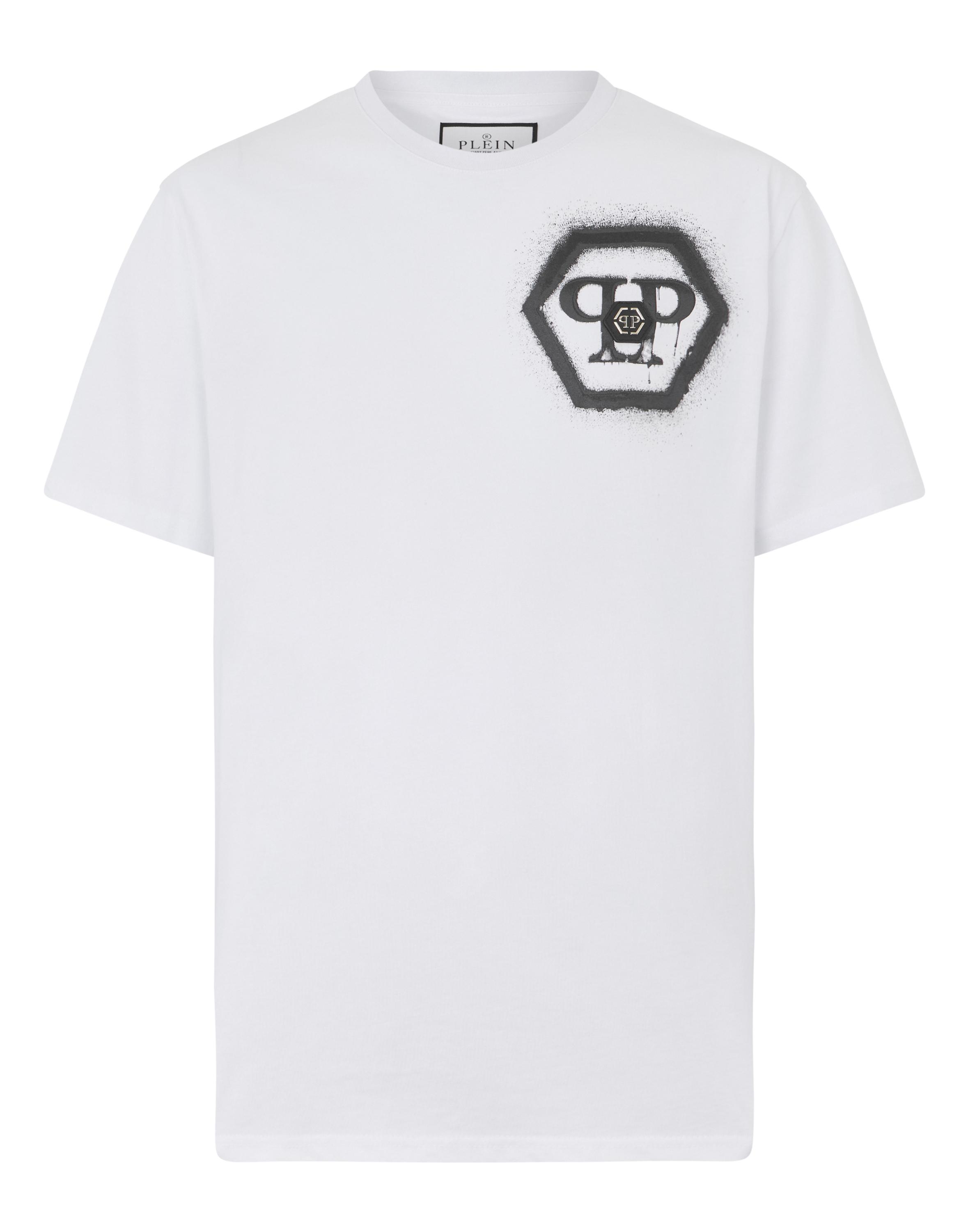 Philipp Plein T-Shirt mit Rundhals und Spray-Hexagon-Print - Weiß