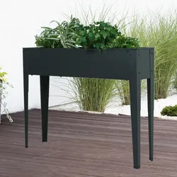 Hochbeet Metall Höhe 80 cm Hochbeet Balkon schmal Blumenkasten mit Füssen outdoor, pulverbeschichtet aus Stahl in anthrazit, L102 cm