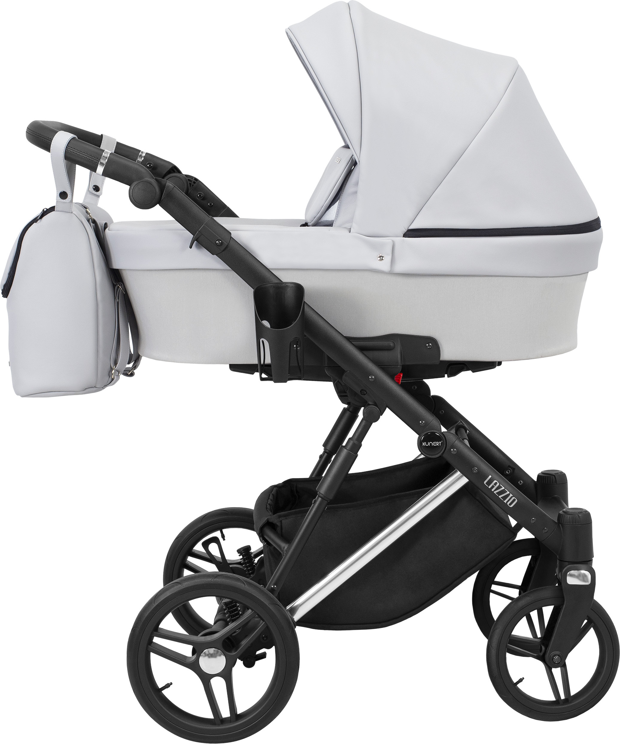 Kinderwagen LAZZIO PREMIUM Babywagen Babyschale Kinder Wagen Set 1 in 1 (Asche + eco, Rahmenfarbe: Silber)