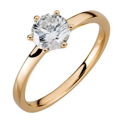 Fingerring OROLINO "Gold 750 mit natürlichem Brillant 1,00ct." Gr. 56, gelb, Fingerringe, Damen, 056 (17,8), 1 P2 = erkennbare Einschlüsse, Gold, Fingerring