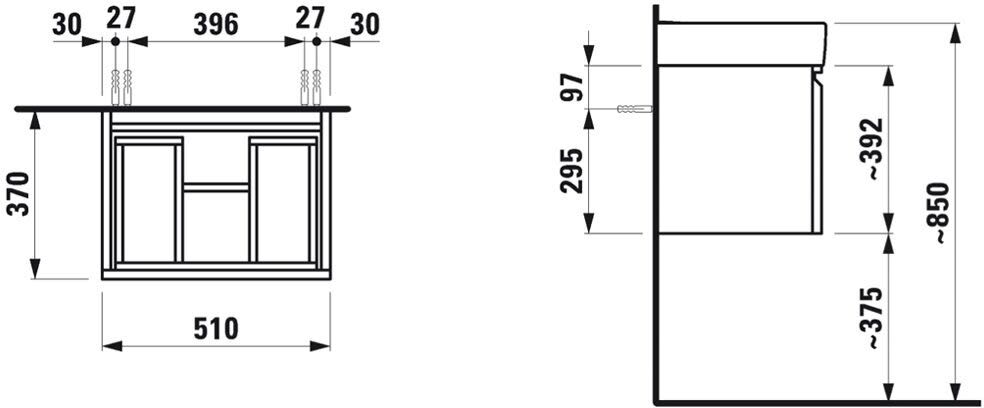 LAUFEN PRO S Waschtischunterbau 51 cm mit 1 Auszug