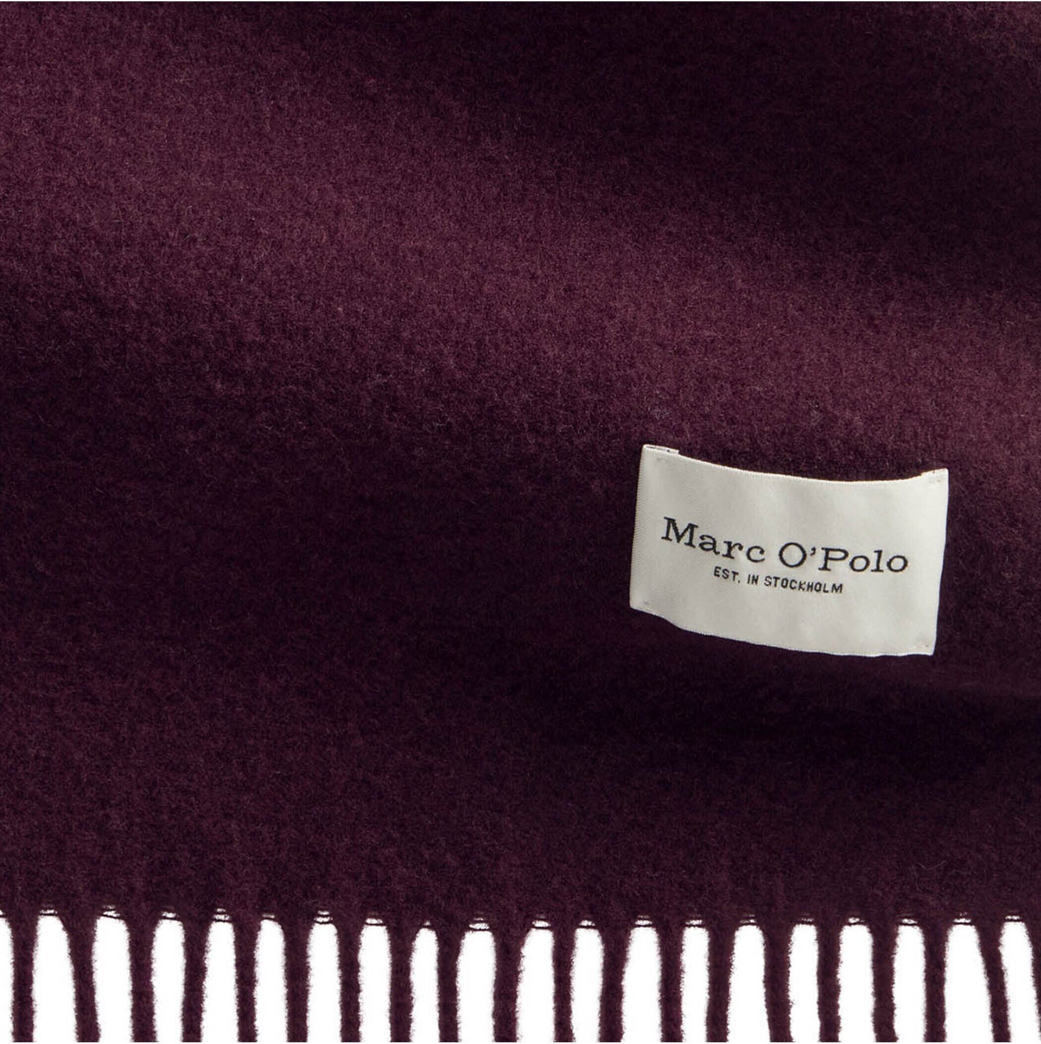 Schal MARC O'POLO "Schal Scarf Woven Wool Long Fringes 1er Pack", Damen, rot (dunkelrot), Modetücher Schal
