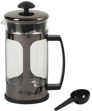 Mr. Coffee French Press Coffee Maker, 30 oz Borasilicate Glass & Frame and Plunger, Includes Coffee Scoop