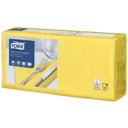 Tork, Servietten, Serviet 33x33 cm 3-lag Gul,10 pk x 150 stk/krt (150 Stk., 33 x 33 cm)