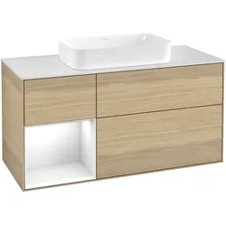 Villeroy & Boch Waschbeckenunterschrank Finion G29, Eckig Oak Veneer, 1200x603x501mm, mit Beleuchtung und SoftClosing