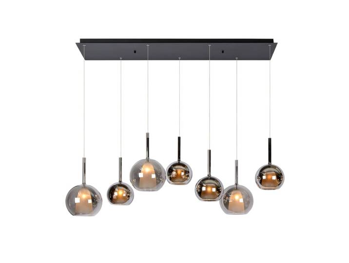 Lampe suspendue métal gris - 7 ampoules