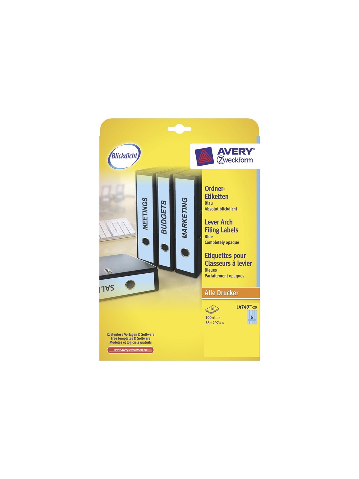 Avery File Folder Labels - file folder labels - 100 label(s) - 38 x 297 mm