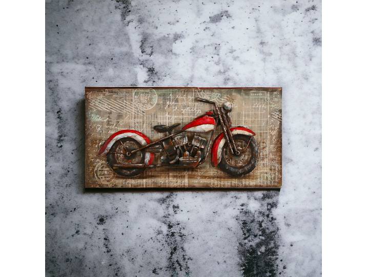 Tableau Relief Moto Chopper américain en Métal