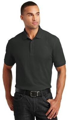 Port Authority K100 Core Classic Pique Polo Shirt in Deep Black size 5XL   Cotton/Polyester Blend