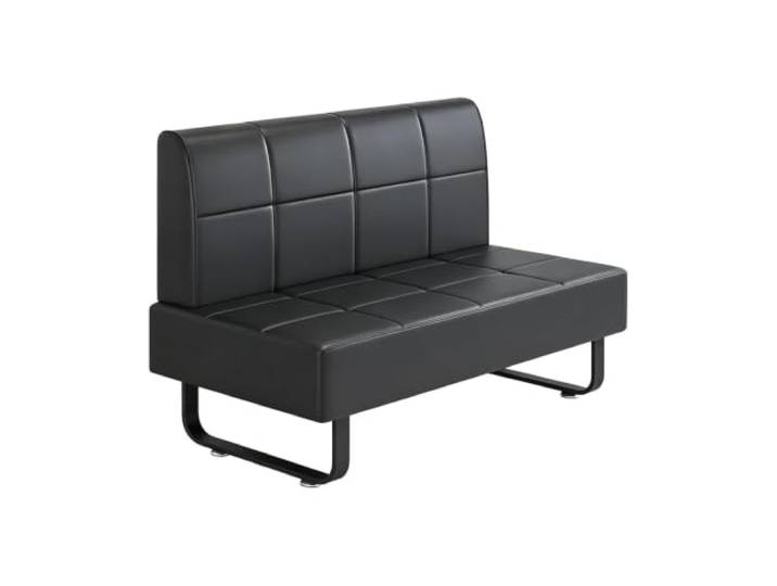 Wartezimmersitzmöbel aus Leder mit Rückenlehne Sofa für denEmpfangsbereich Gepolsterte Sitzbank mit Metallgestell für den Eingangsbereich, das Wohnzimmer, den Salon, das Büro(Black,51.2in/130cm)