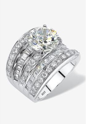Platinum over Silver Engagement Ring Cubic Zirconia (7 1/7 cttw TDW) by PalmBeach Jewelry in Silver (Size 10)