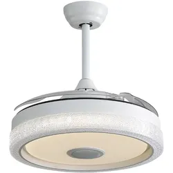 OKWISH Deckenventilator mit LED Beleuchtung 37x107x107 cm Fernbedienung Timer DC Motor RGB Licht 3 Farbtemperaturen Weiß