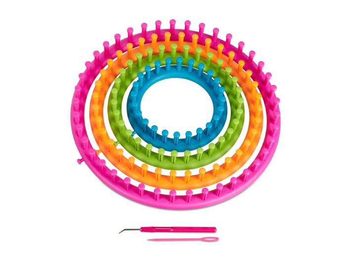 Relaxdays 6-teiliges Strickring Set rund