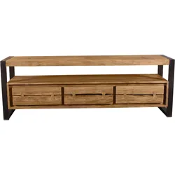 Lowboard SIT "NATURAL EDGE aus Akazie mit Baumkante & Metallgestell", beige (natur), B:160cm H:55cm T:40cm, Massivholz, Sideboards, Lowboard, Markante Baumkante verleiht jedem Möbelstück Unikat-Charakter