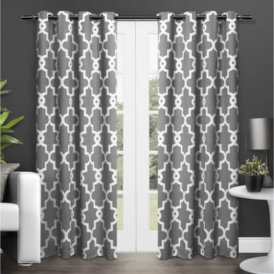 ATI Home Ironwork Sateen Woven Room Darkening Blackout Grommet Top Curtain Panel Pair