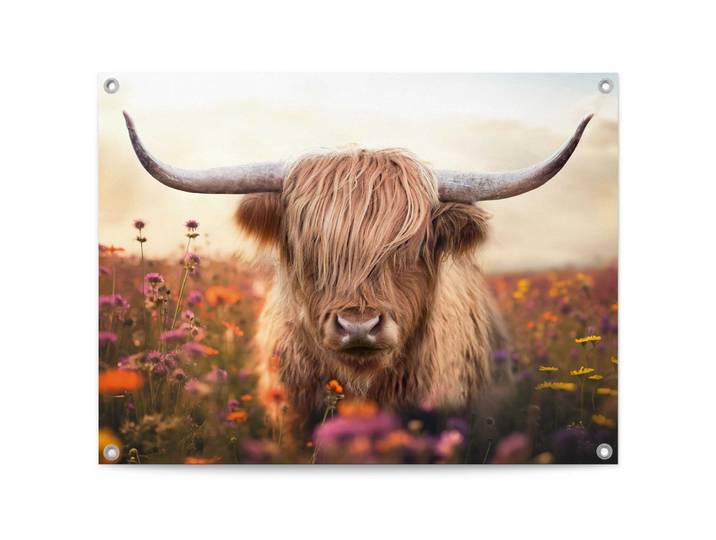 Poster REINDERS Spring Highlander , beige (farbe bild(er): beige), B:80cm H:60cm T:0,1cm, Bilder, Poster, Garten - Schottischer Hochländer - Beige - Leinwand - Tiere - 80x60 cm