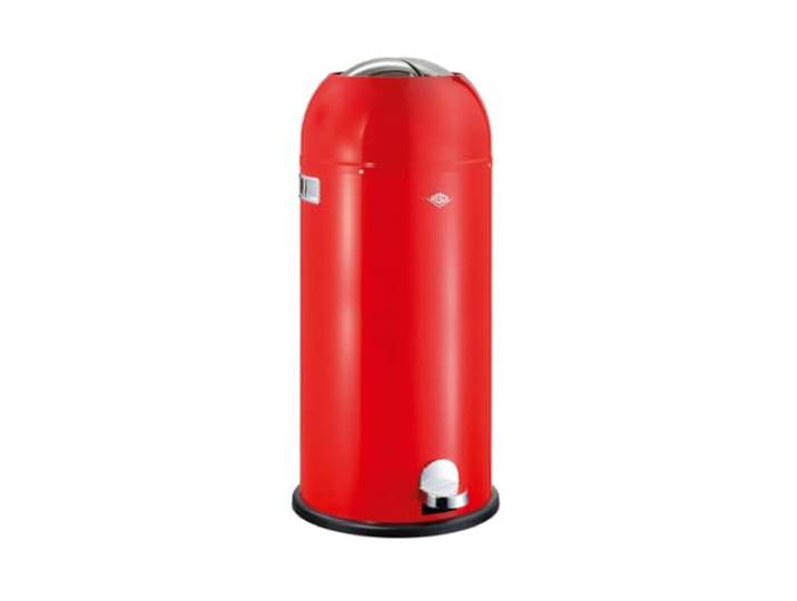 WESCO Kickmaster Maxi Abfallsammler in der Farbe rot, pulverbeschichtetes Stahlblech, eingebauter Dämpfer, 40 Liter Volumen, großer Einwurf