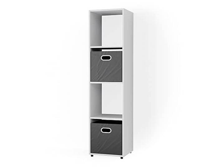 Vicco Raumteiler Ludus , Weiß 142.5 x 36.2 cm mit 2 Faltbox (Anthrazit), geeignet zur Raumaufteilung und Aufbewahrung von Kisten