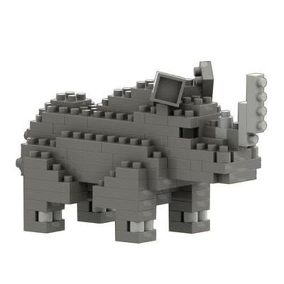 BRIXIES 200106 - Nashorn, 3D Konstruktionsbausatz aus Ministeinen, 115 Teile