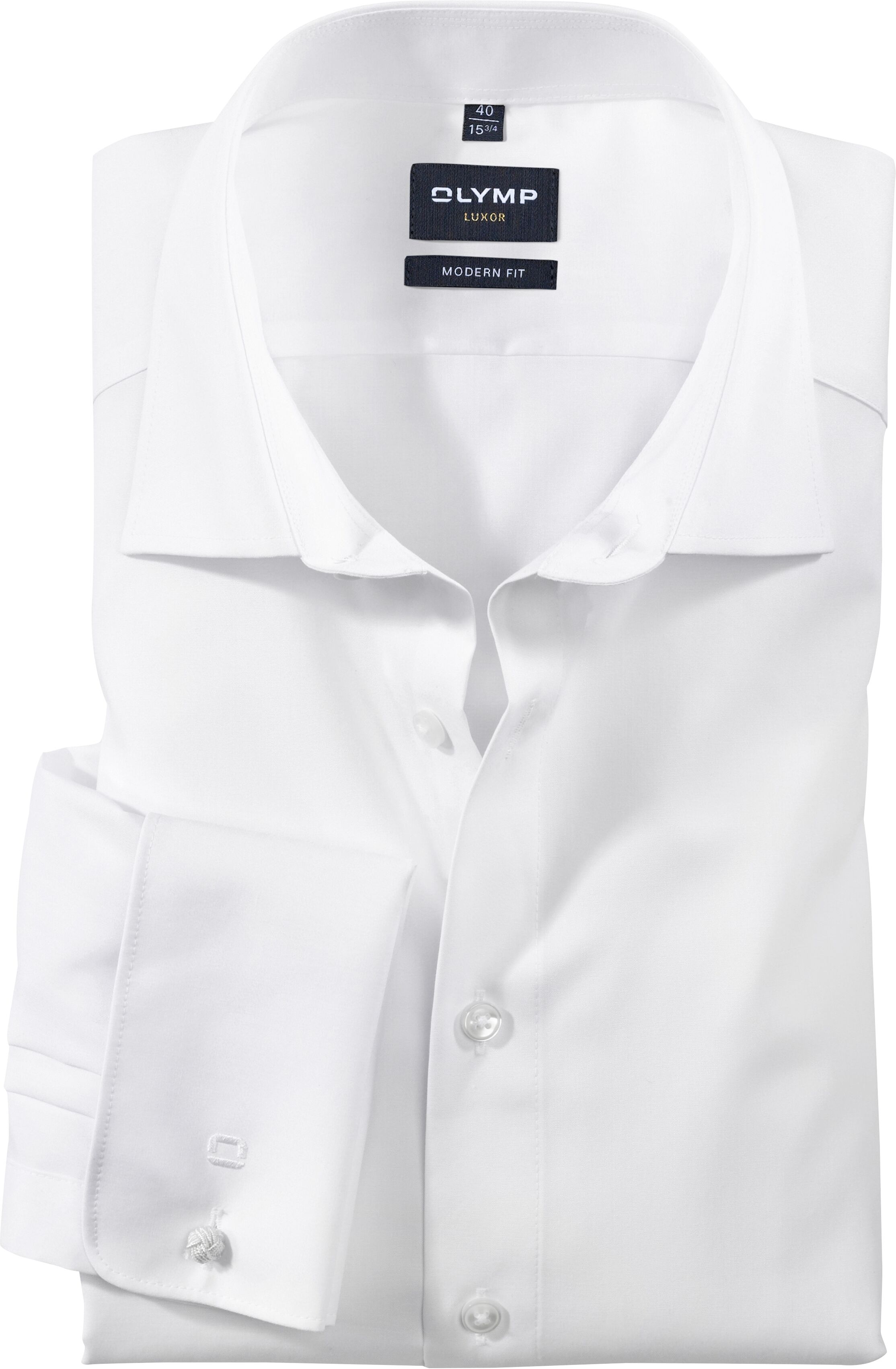 Smokinghemd OLYMP "Luxor modern fit", Herren, Gr. 48, N-Gr, weiß, Web, Obermaterial: 100% Baumwolle, festlich, Aufschlag, Hemden Smokinghemd