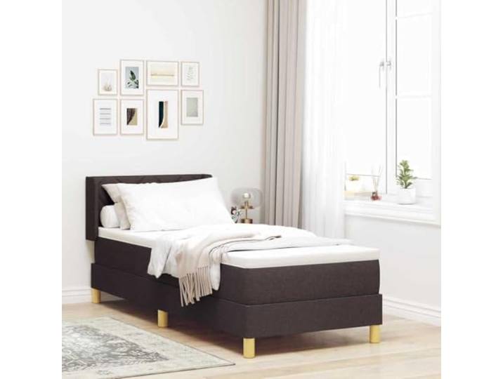 WDGJJFECNMUEHI Polyester Modernes Design Dunkelbraun 200 x 80 cm Boxspringbett mit Matratze Dunkelbraun 200x80 cm Polyester Lattenrost Kopfteil verstellbar Schlafzimmer Gästezimmer