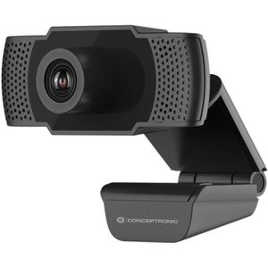 Conceptronic Webcam AMDIS01B, schwarz, USB-A, mit Mikrofon, Full-HD (1080p)