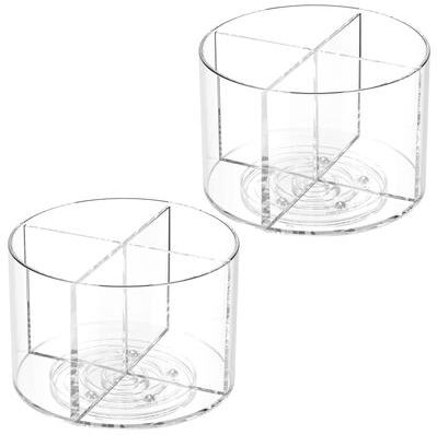 Uplifted Finds Rotating Spice Rack Tray Clear 360 Divided Flavor Packet Holder & Multipurpose Kitchen Organizer 2 Pcs