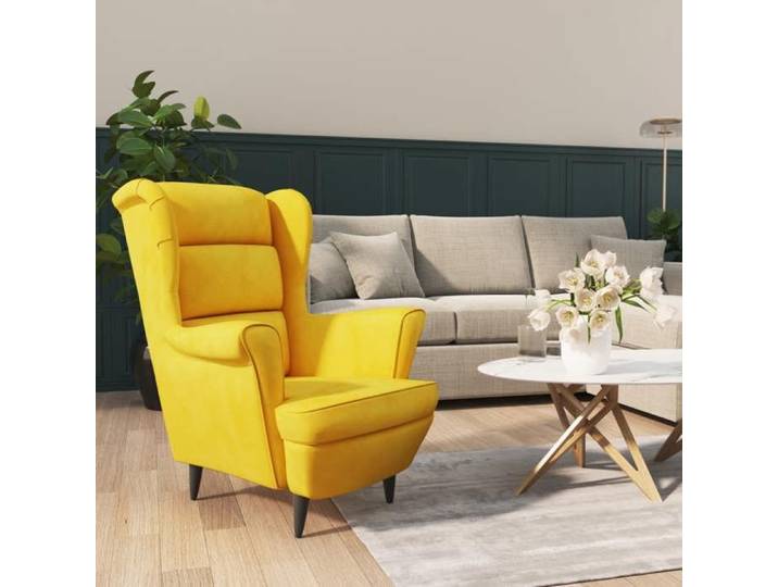 (Jaune)Fauteuil individuel relax contemporain - SIGNOR - Chaise jaune moutarde velours 616613