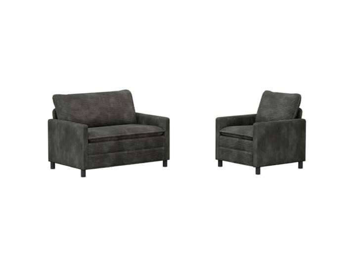 KUTYWEXFM Modernes Sofaset 2-Teilig Anthrazit Couch Metall Polstersofa Gemütliche Sitzgruppe mit doppellagigen Polsterkissen, abnehmbaren Bezügen und kleinem Metallgestell fürs Wohnzimmer.