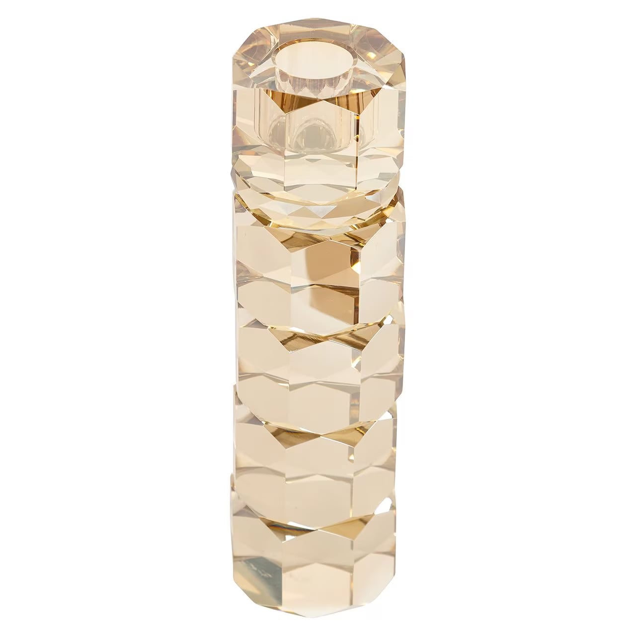 Richmond Interiors Zofia Glas Kandelaar, Beige, Hoogte: 18 cm