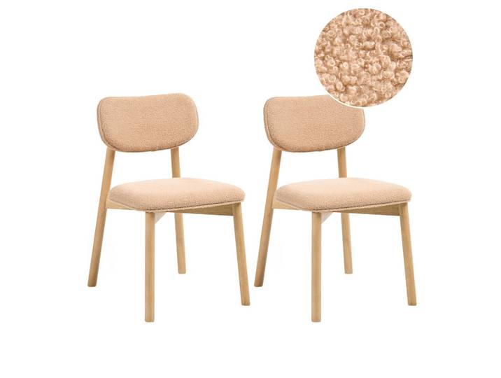 ESSZIMMERSTUHL 2er-Set Bouclé Hellbraun/Beige Mills
