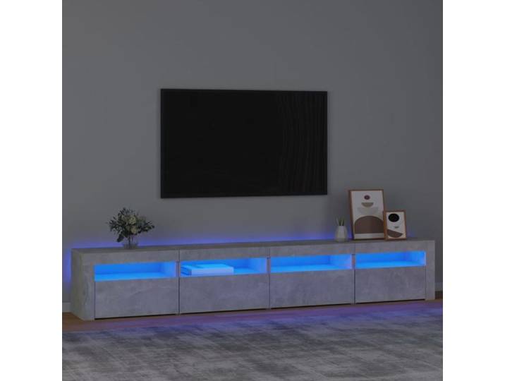 Meilleures Meuble TV avec lumières LED - gris béton - 240x35x40cm SSD95410422